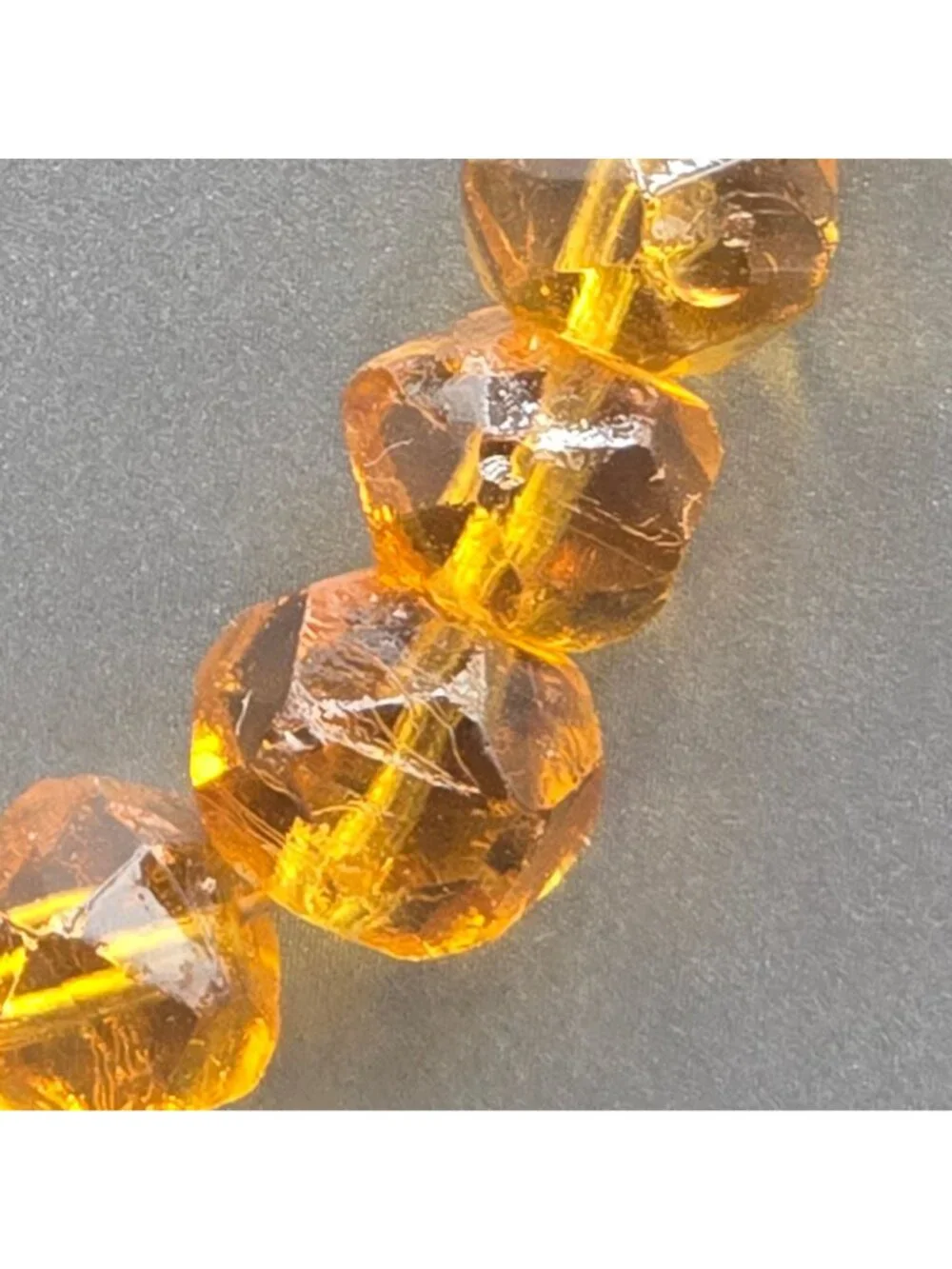 Art Deco Citrine Crystal Necklace Vintage Graduated Cut Bohemian Glass Bead Stat - Picture 7 of 16